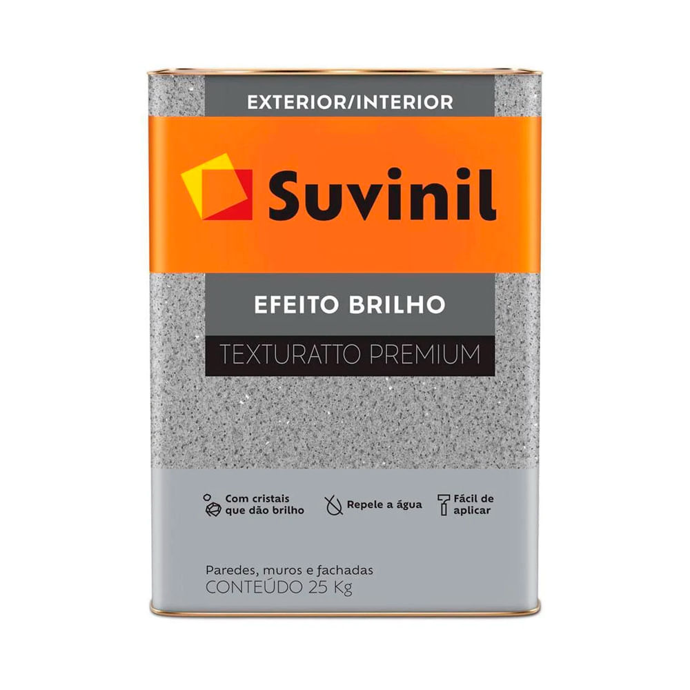 Tinta Acrílica Texturatto Premium Efeito Brilho Suvinil Preto 25kg